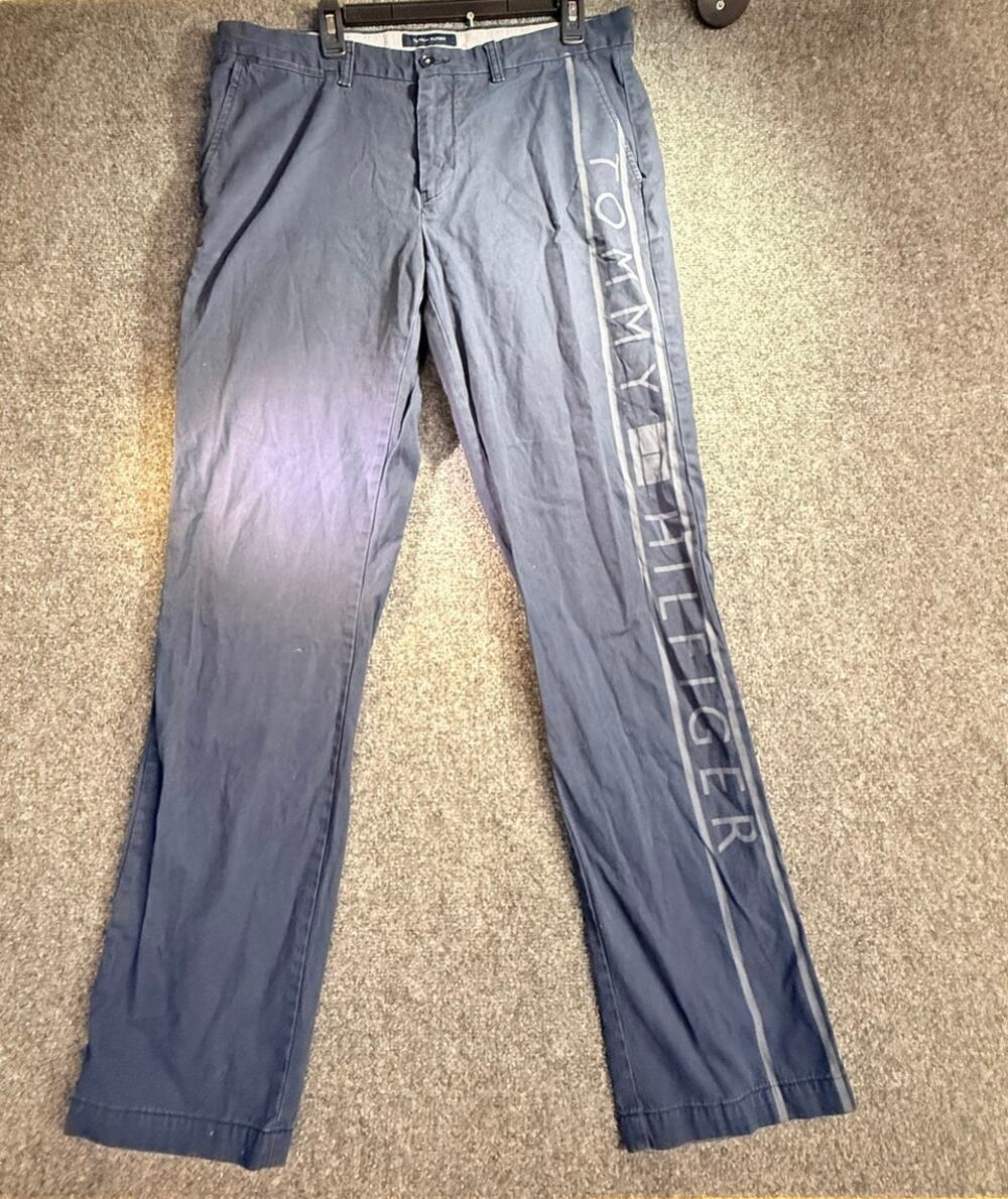 Tommy Hilfiger Men's Navy Custom Fit Graphic Stripe Chino Pants Size 35x34